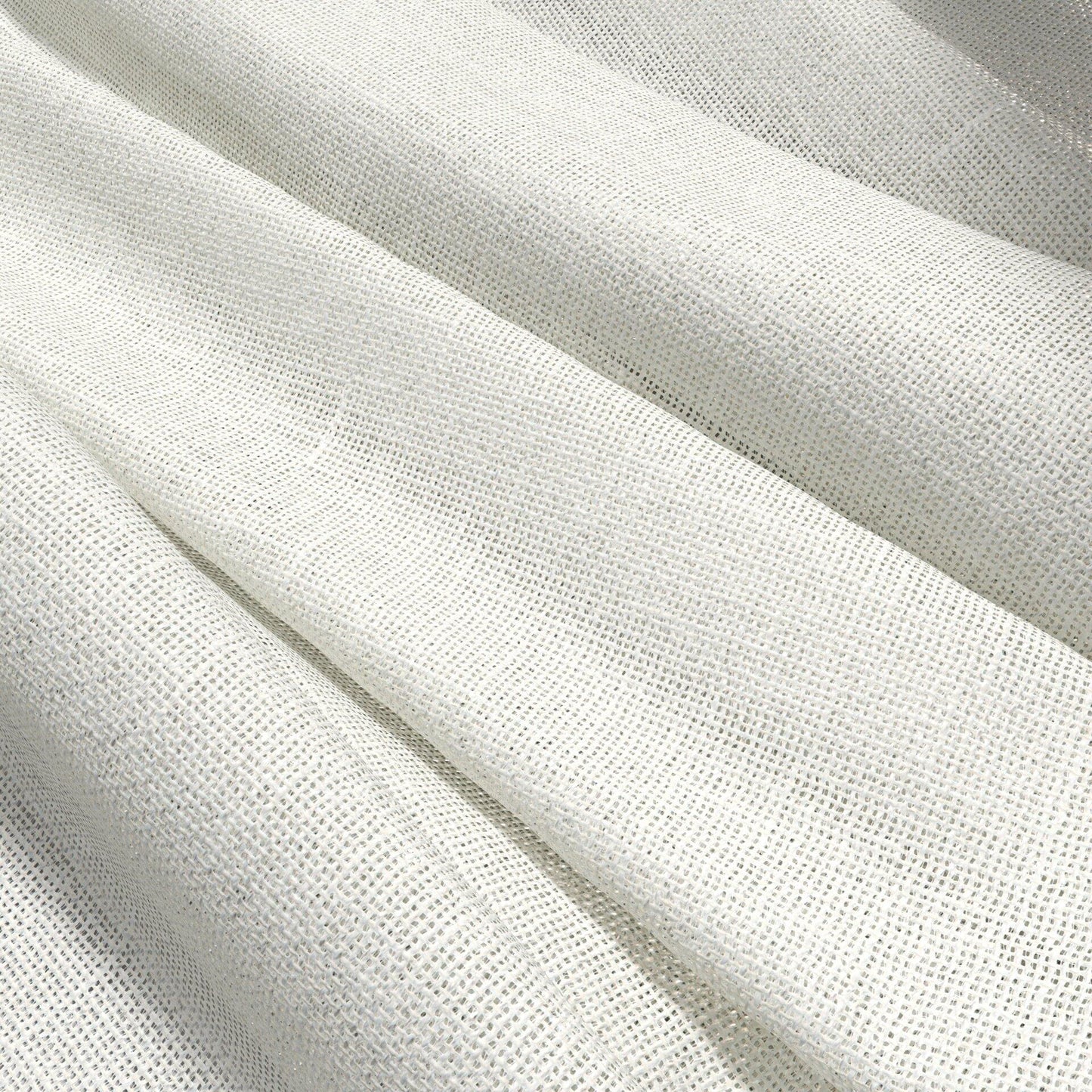 Cream linen-textured fabric with visible weave in soft draped folds.