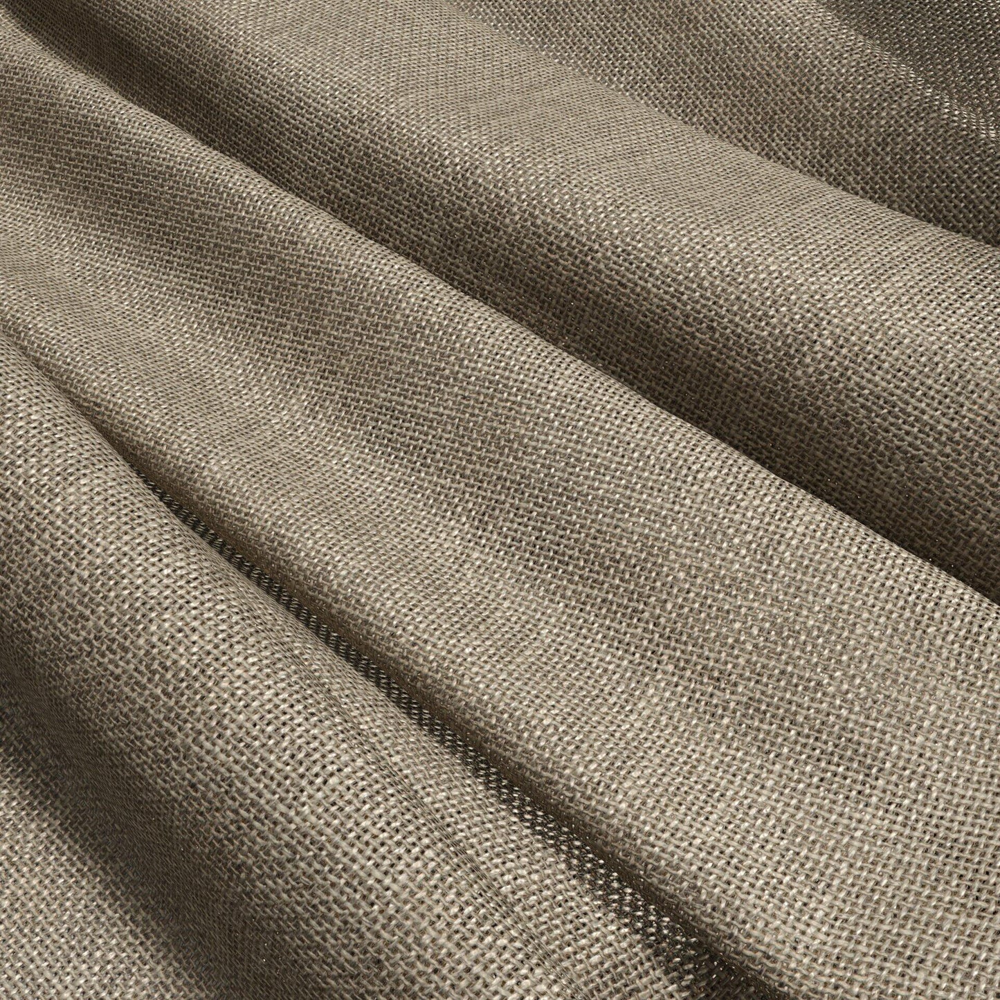 Plain brown, linen-textured fabric with a coarse weave and soft draped folds.
