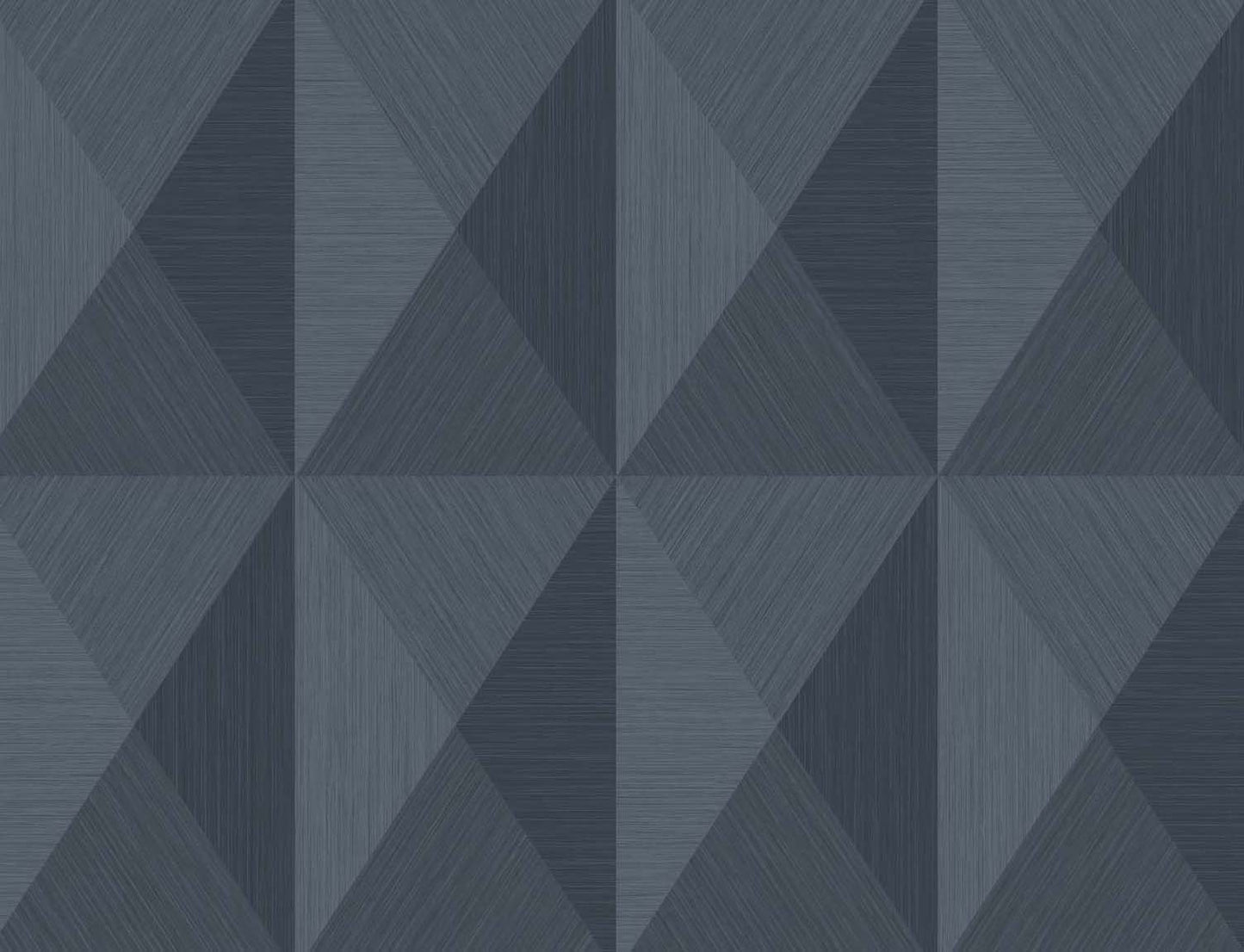 Textured geometric wallpaper in blue gradient tones with diamond and triangular patterns; blue matte finish for modern decor.