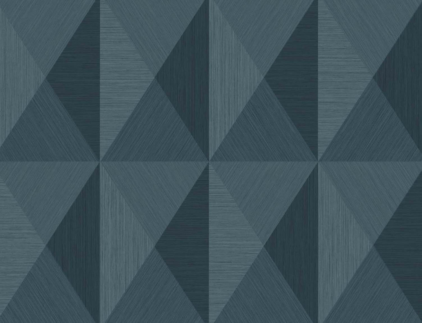 Geometric design featuring interlocking triangles in varying shades of blue with textured finishes.