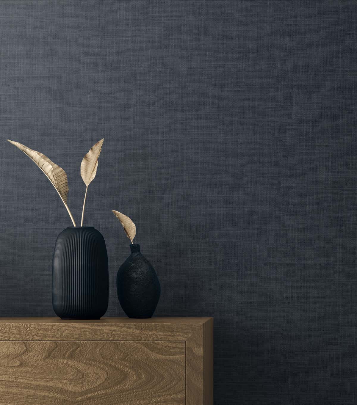 Blue matte linen textile with a subtle woven texture on a neutral surface