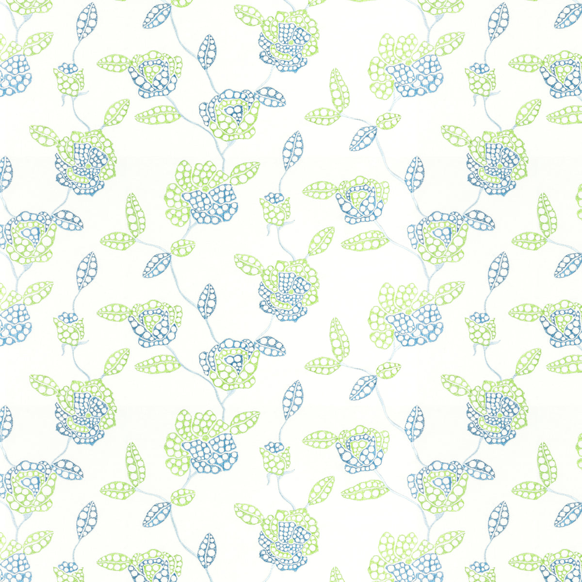 STOUT TEXTILES DRAPERY,EMBROIDERIES TRADITIONAL, FLORAL BLUE - UNLI-1