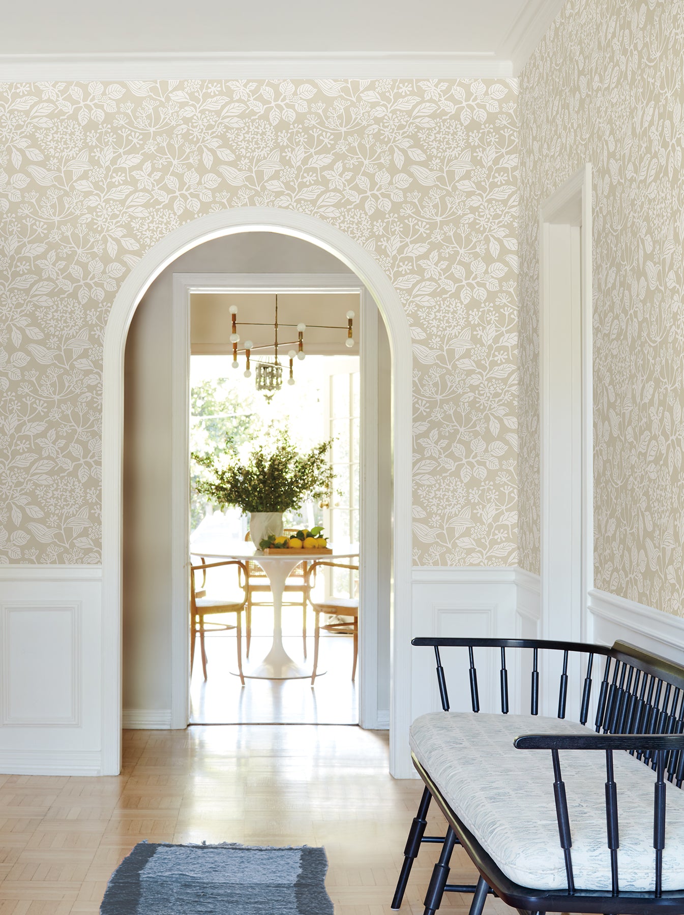 York Wallcoverings Antonina Vella Rowen Beige Botanical Wallpaper Botanical Farmhouse Beige Wallpaper - VP1345