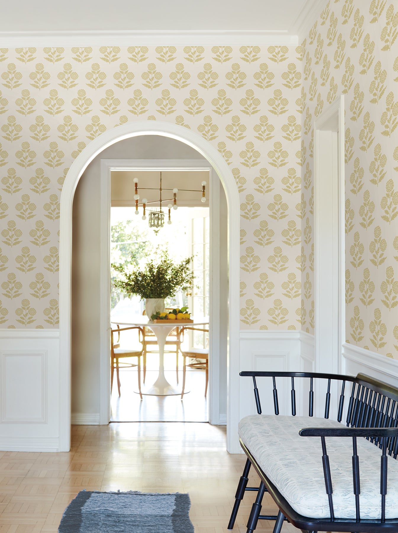 York Wallcoverings Antonina Vella Souci Butter Marigolds Wallpaper Botanical Modern Saffron Wallpaper - VP1432