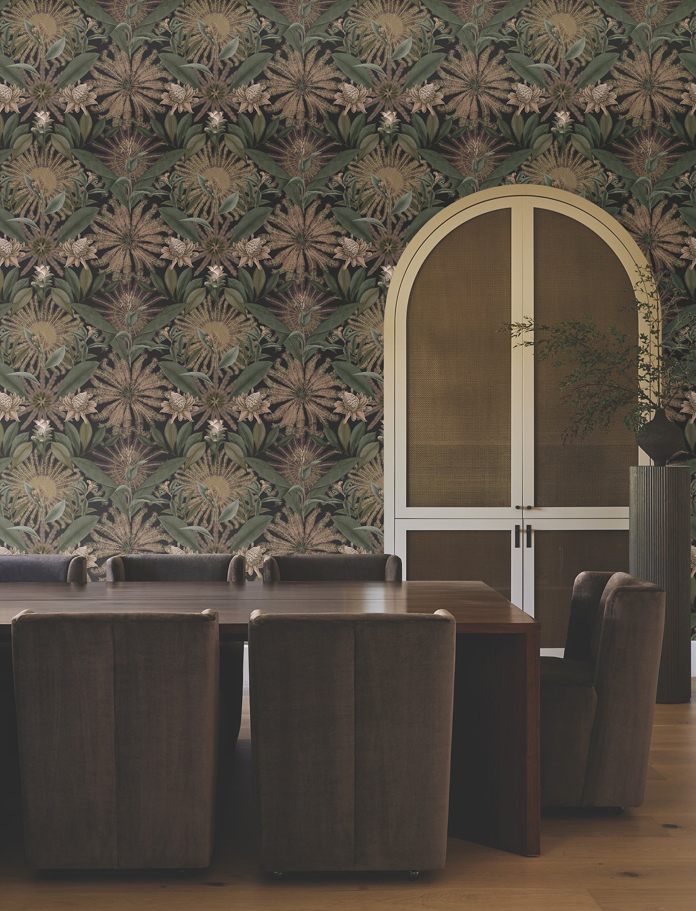 York Wallcoverings Ronald Redding Enchanted Garden Chocolate Tropical Wallpaper Botanical Bohemian Chocolate Wallpaper - VR1529