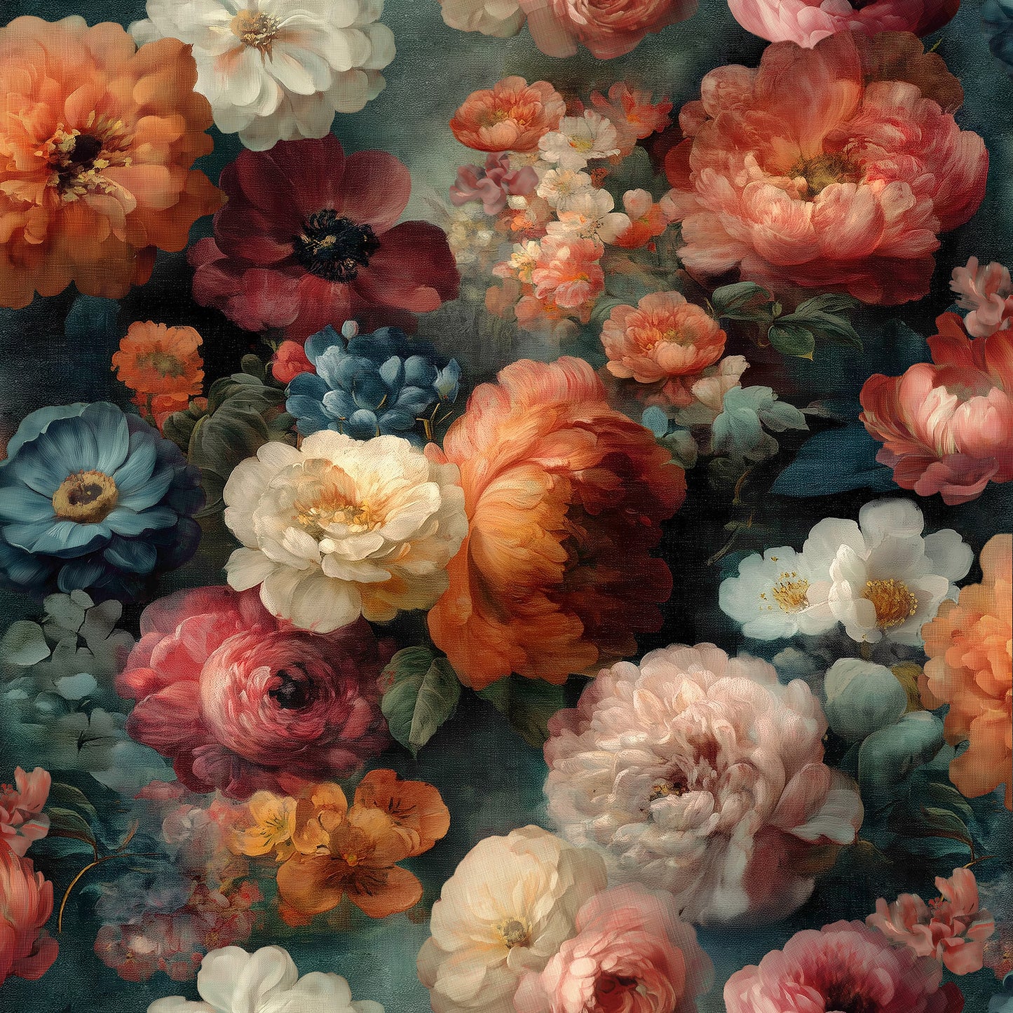 VEER DECOR Moody Floral Jewel Tones Peel & Stick Wallpaper Florals Transitional Multicolor, Jewel Tones Wallpaper - VRPS001-01