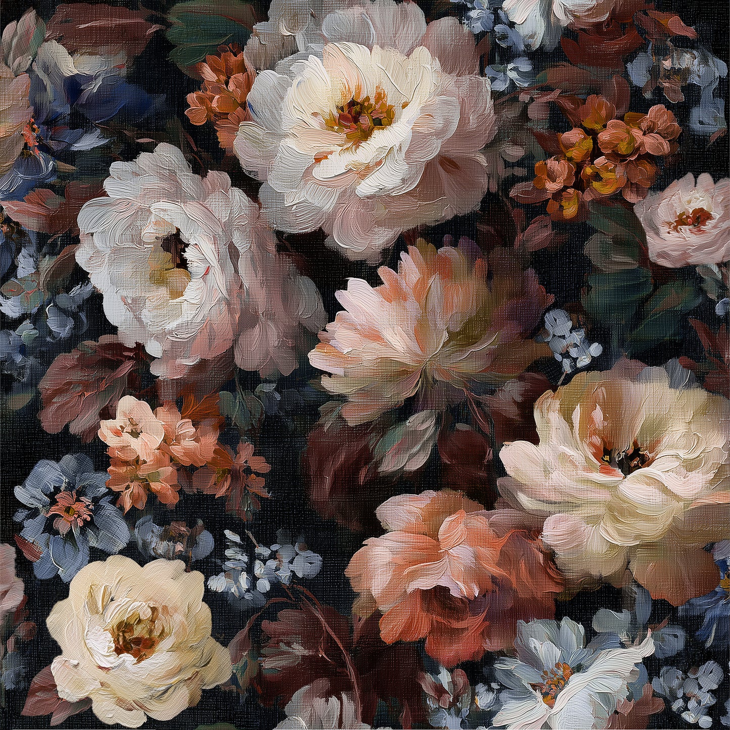 VEER DECOR Floral Painting Orange Peel & Stick Wallpaper Florals Transitional Multicolor, Orange Wallpaper - VRPS002-02