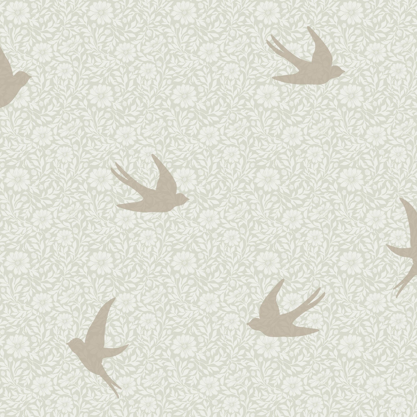 VEER DECOR Sparrow Silhouettes Green Wallpaper Kids;,Nurseries Kids Rooms, Nurseries Green Wallpaper - VRSD04-70