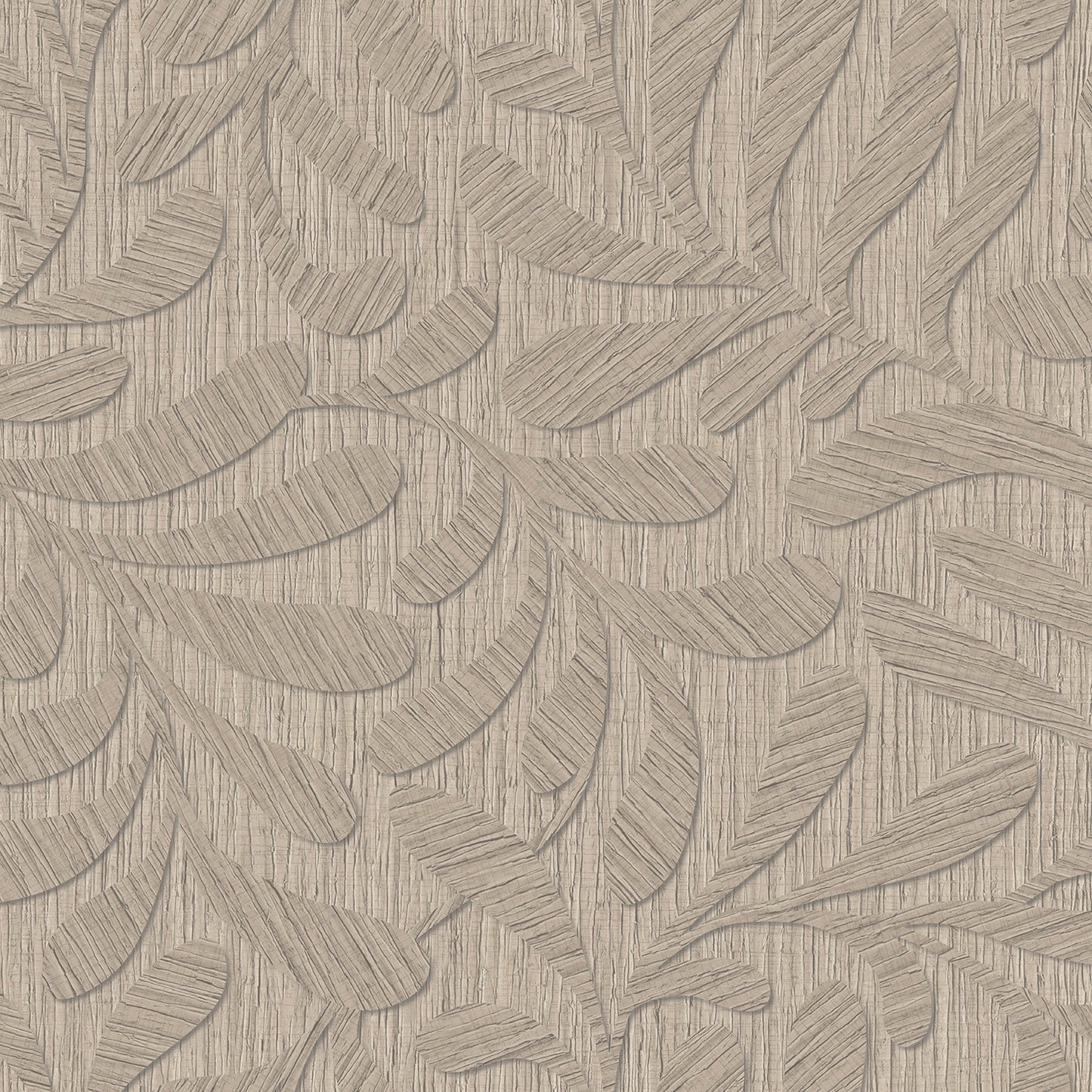VEER DECOR Carved Foliage Warm Grey Wallpaper Foliage, Transitional, Traditional, Contemporary Grey Wallpaper - VRTN51-290