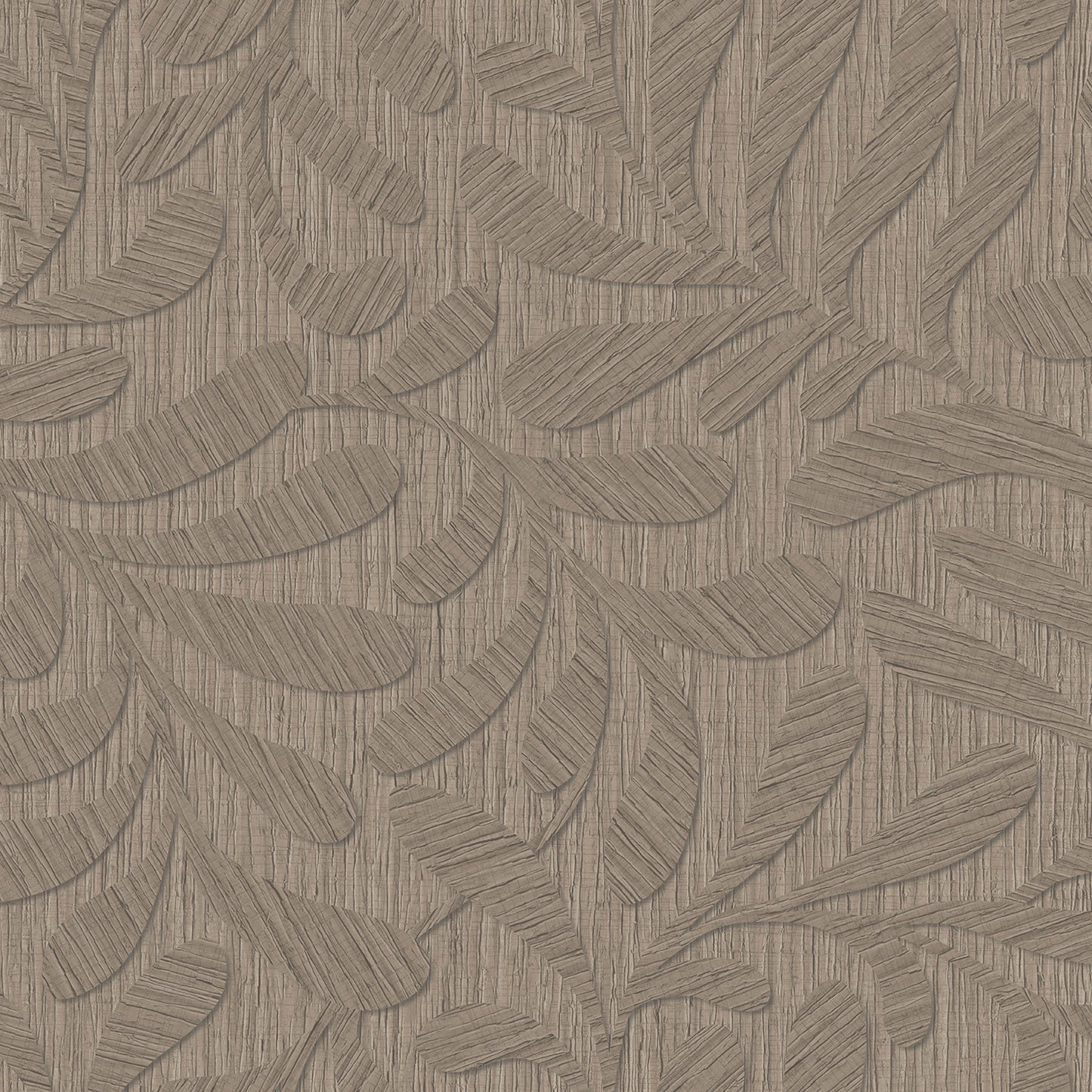 VEER DECOR Carved Foliage Roasted Cashew Wallpaper Foliage, Transitional, Traditional, Contemporary Brown Wallpaper - VRTN52-290