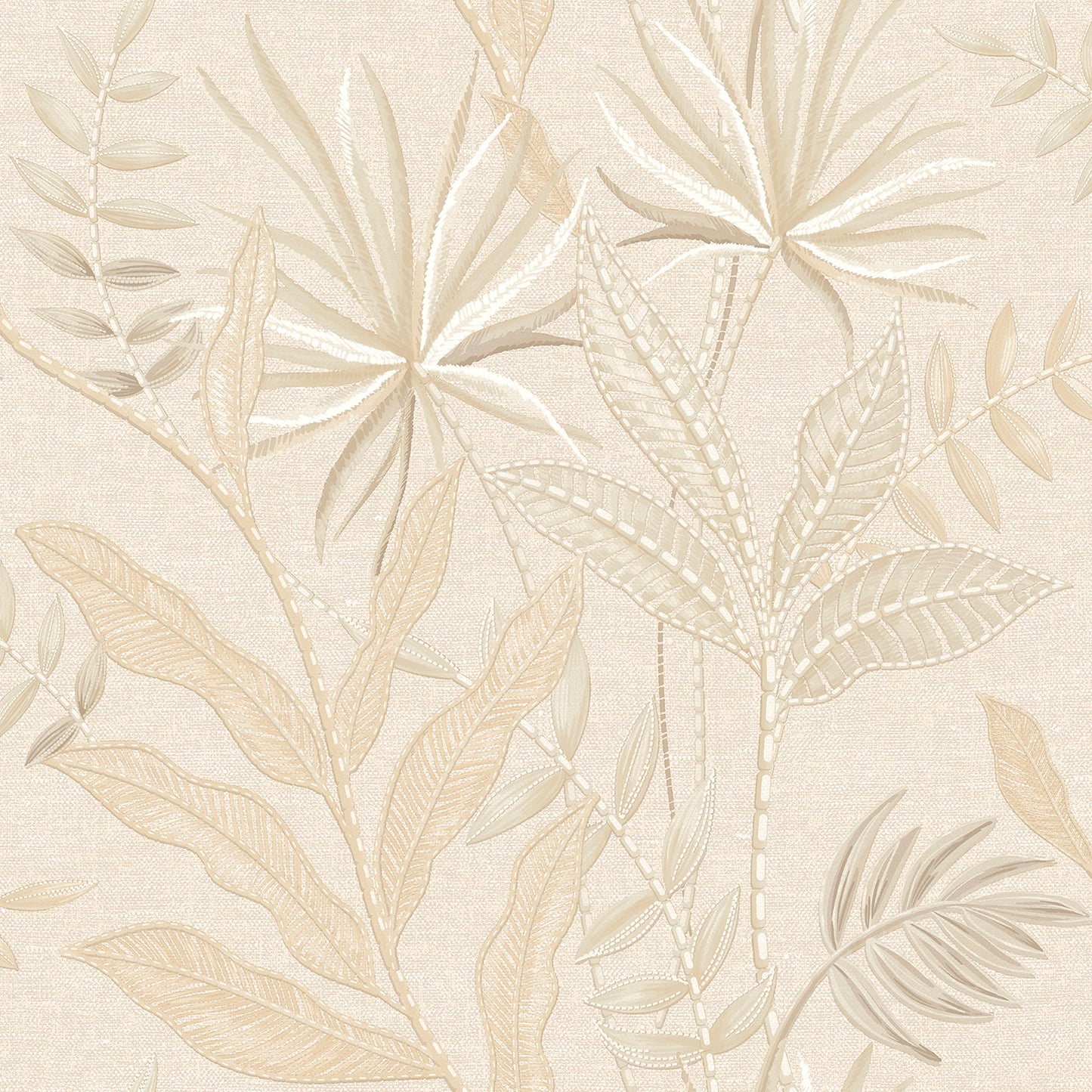VEER DECOR Stitched Cream Savannah Tropical Transitional Cream Wallpaper - VRTN80-290