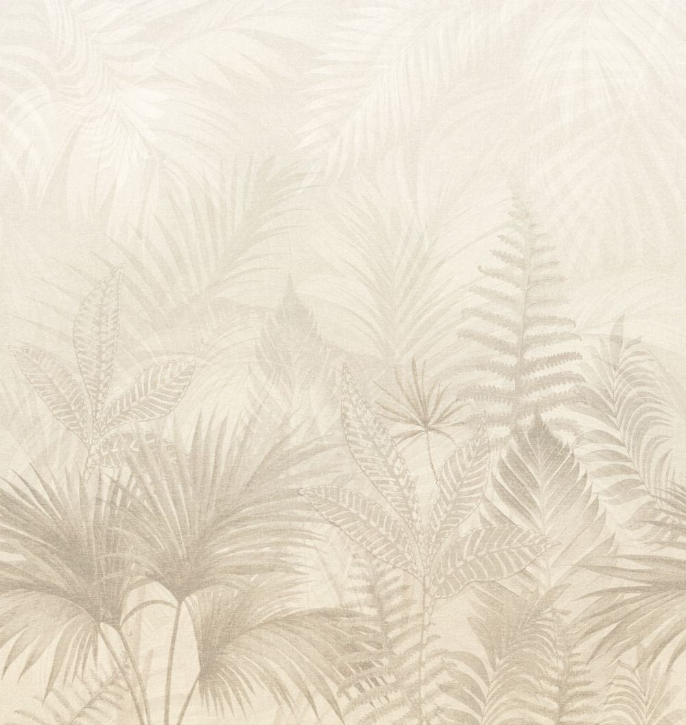 VEER DECOR Linen Jungle Greige Wallpaper Mural Tropical Transitional, Contemporary Greige Wallpaper - VRTND95-290