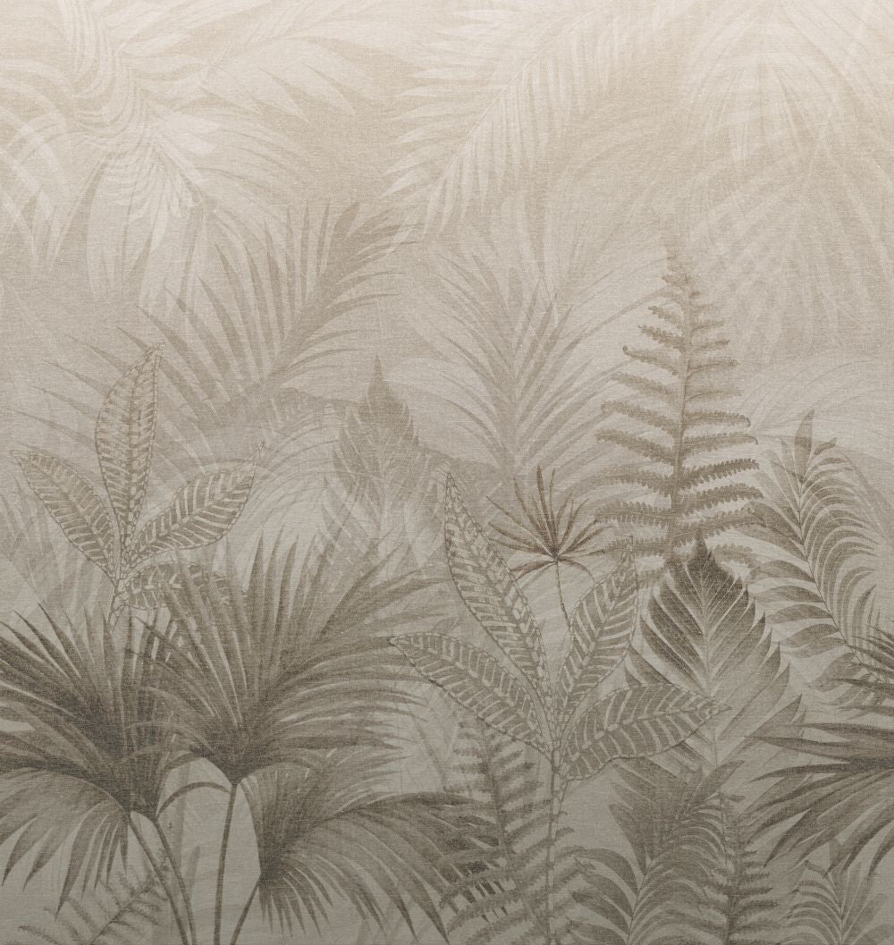 VEER DECOR Linen Jungle Taupe Wallpaper Mural Tropical Transitional, Contemporary Taupe Wallpaper - VRTND99-290