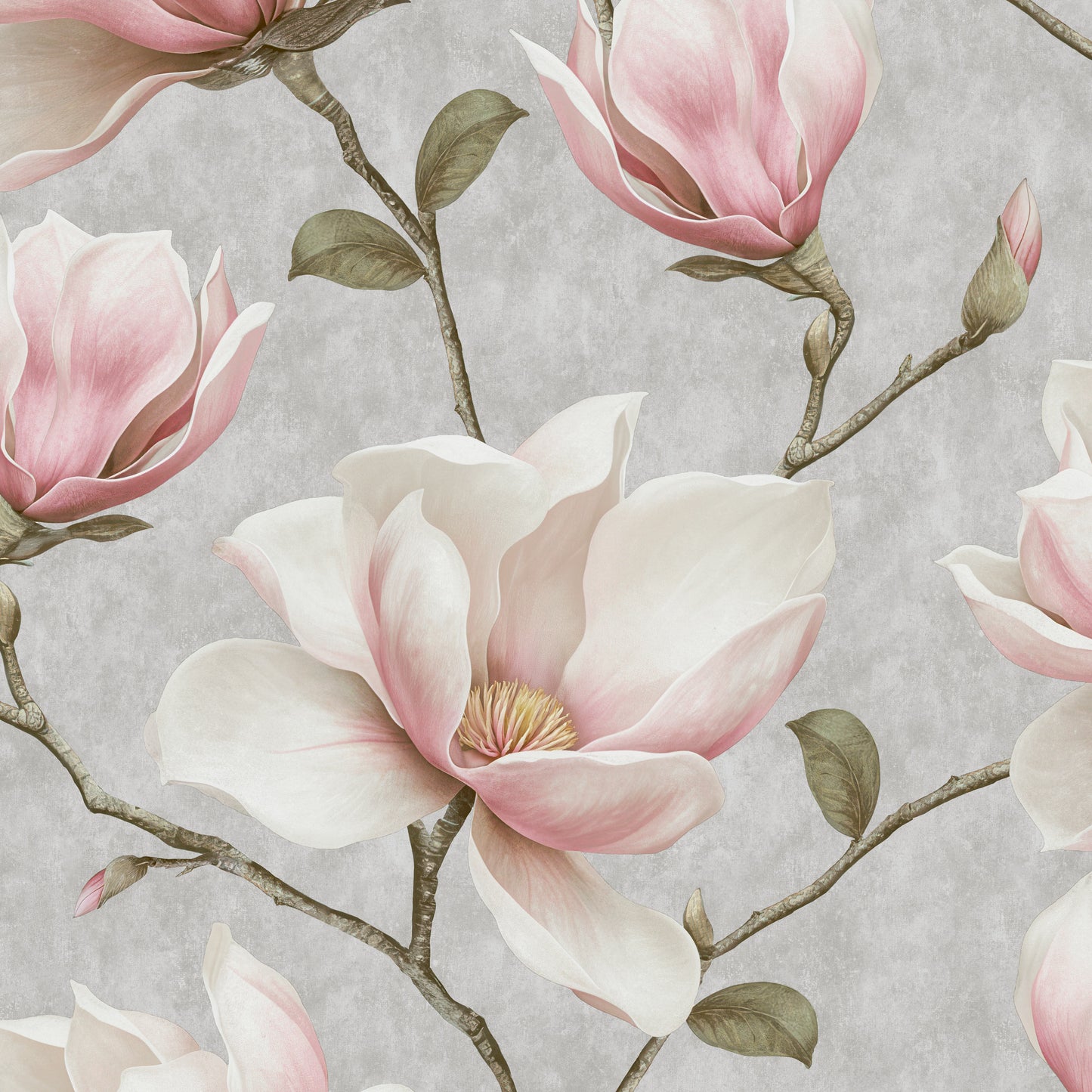 VEER DECOR Grand Magnolia Grey Wallpaper Floral Traditional Grey Wallpaper - VRVZ209-92
