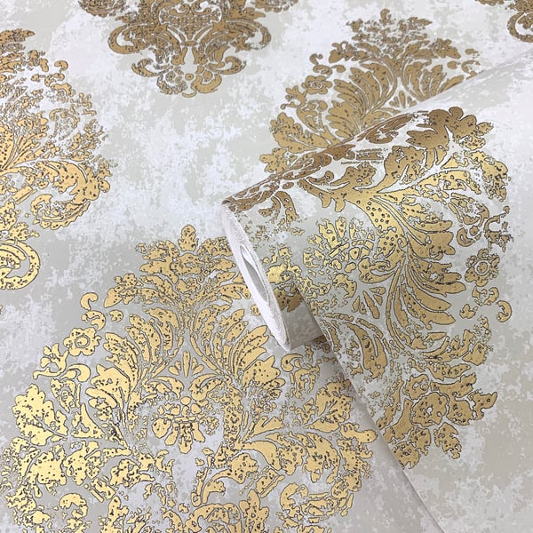 Galerie Wallcoverings Metallic Fx Metallic Damask Galerie Wallcoverings Gold - W78228