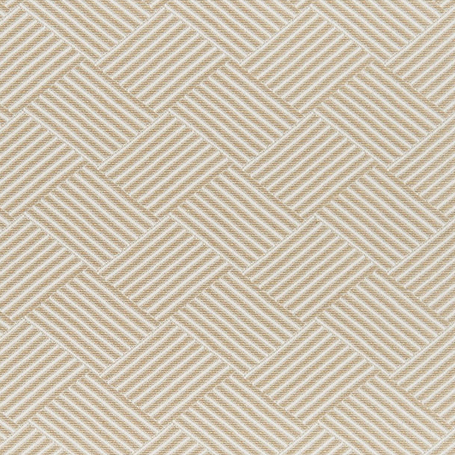 Beige woven fabric with interlocking basketweave squares and fine parallel lines, upholstery style.