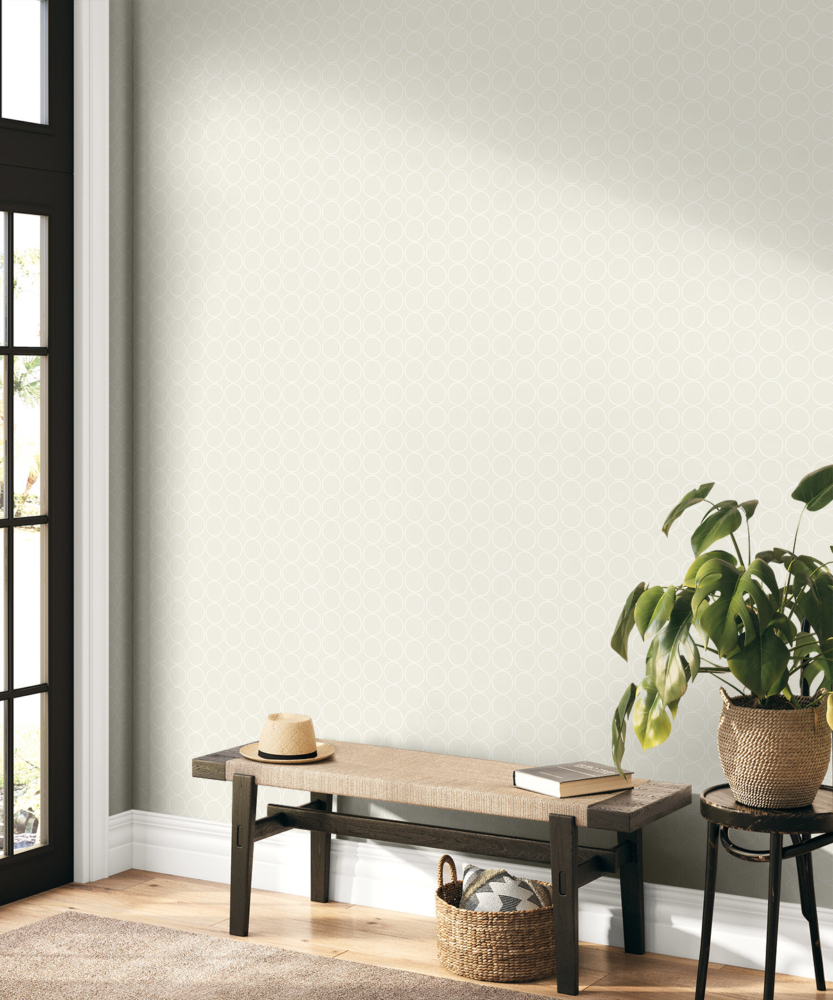 Seabrook Designs Round Geometric Geometric Contemporary Warm Neutrals, Beiges - WH40503