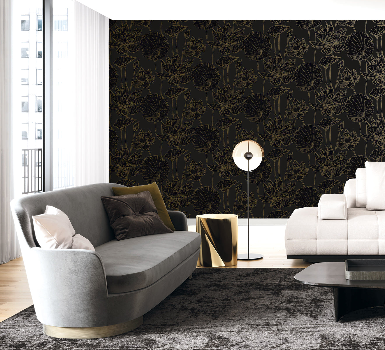 Seabrook Designs Viola Floral Floral Contemporary Blacks - WH40700