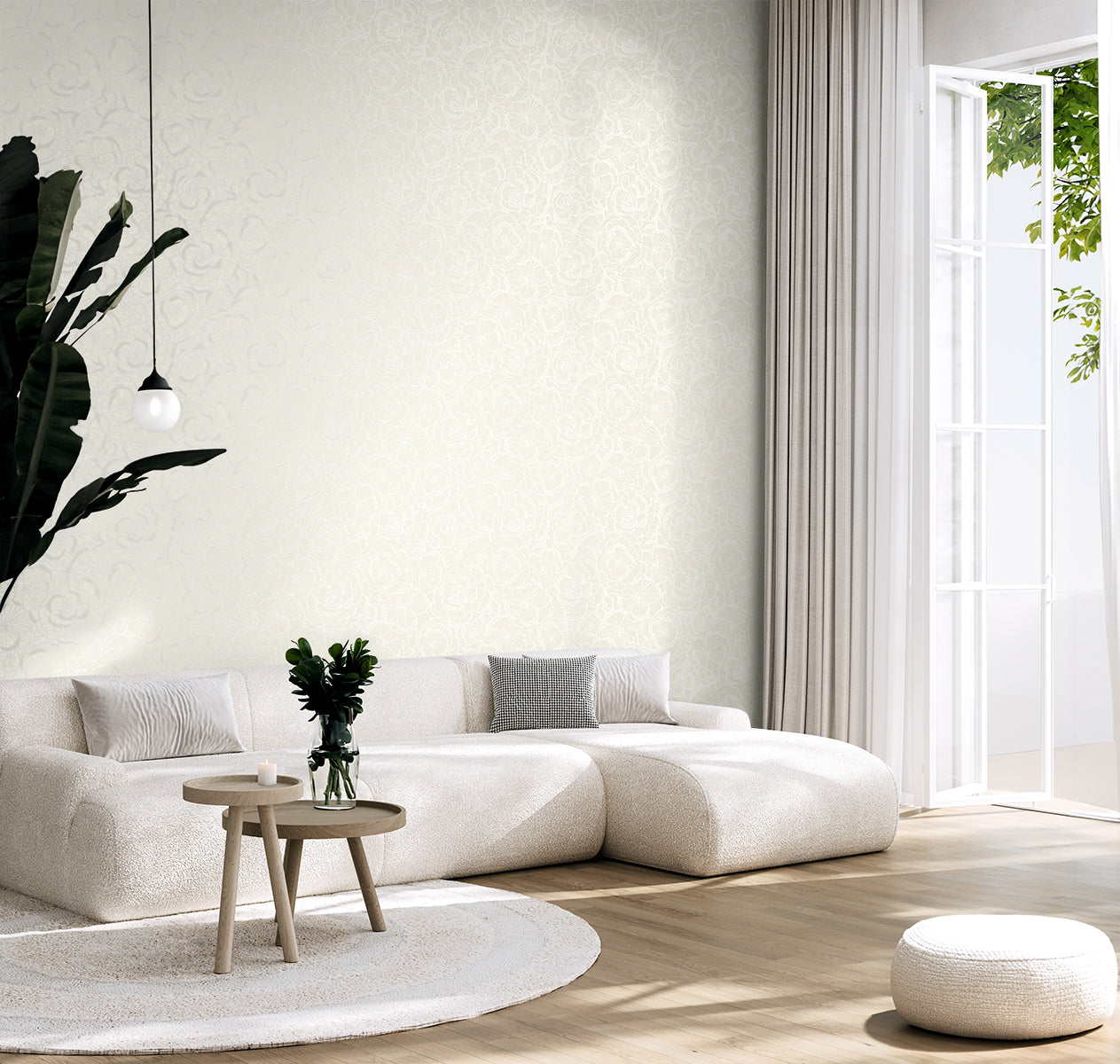 Seabrook Designs Alejandra Floral Floral Contemporary Warm Neutrals, Beiges - WH40805