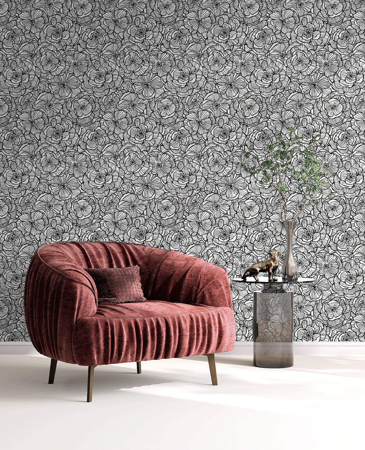 Seabrook Designs Alejandra Floral Floral Contemporary Blacks - WH40810