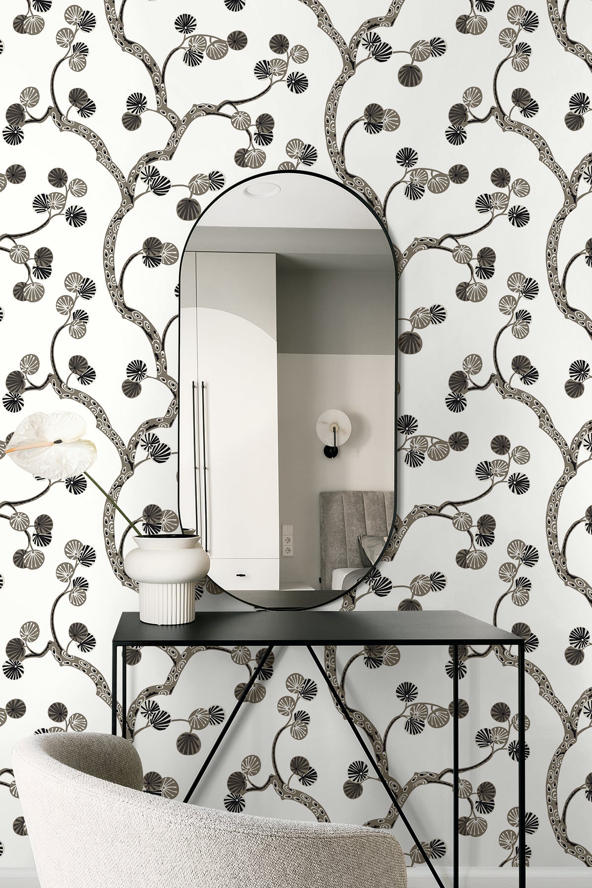 Seabrook Designs Allegra Branches Botanical Contemporary Grays - WH41018