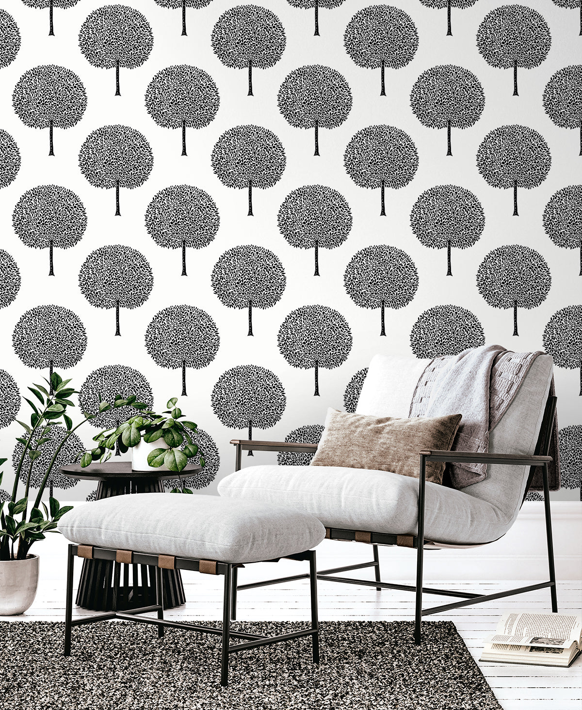 Seabrook Designs Demi Trees Botanical Contemporary Blacks - WH41800