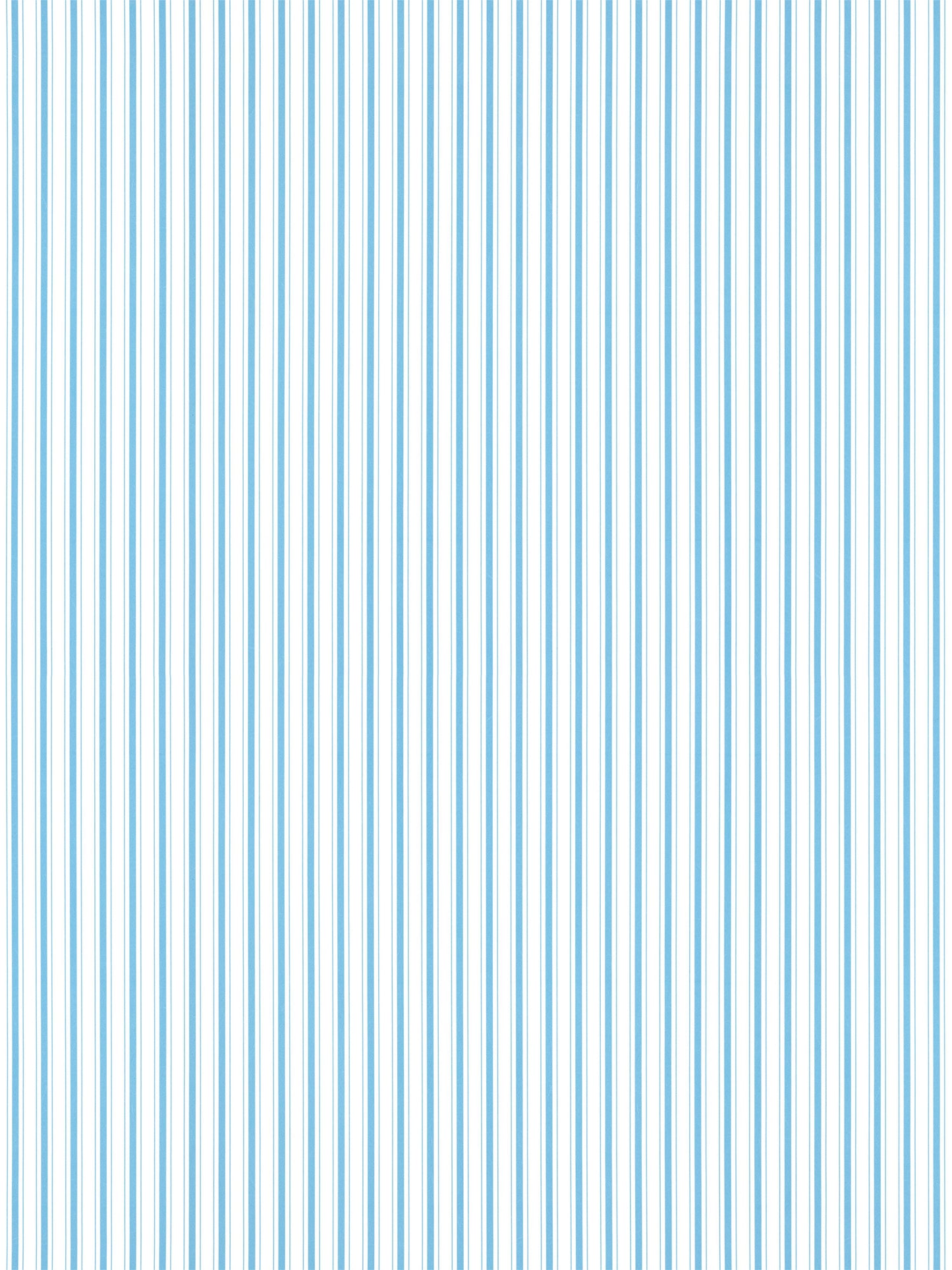 Blue and white vertical stripe pattern; decorative wallpaper or fabric design.