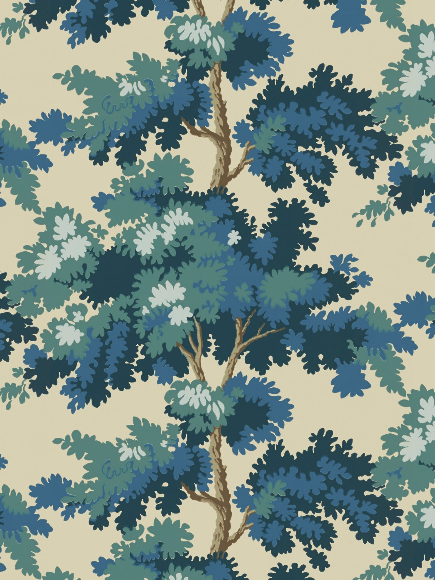 SCALAMANDRE WALLPAPER BOTANICAL , FOLIAGE PRINTED WALLCOVERINGS DARK BLUE - WSB04440066
