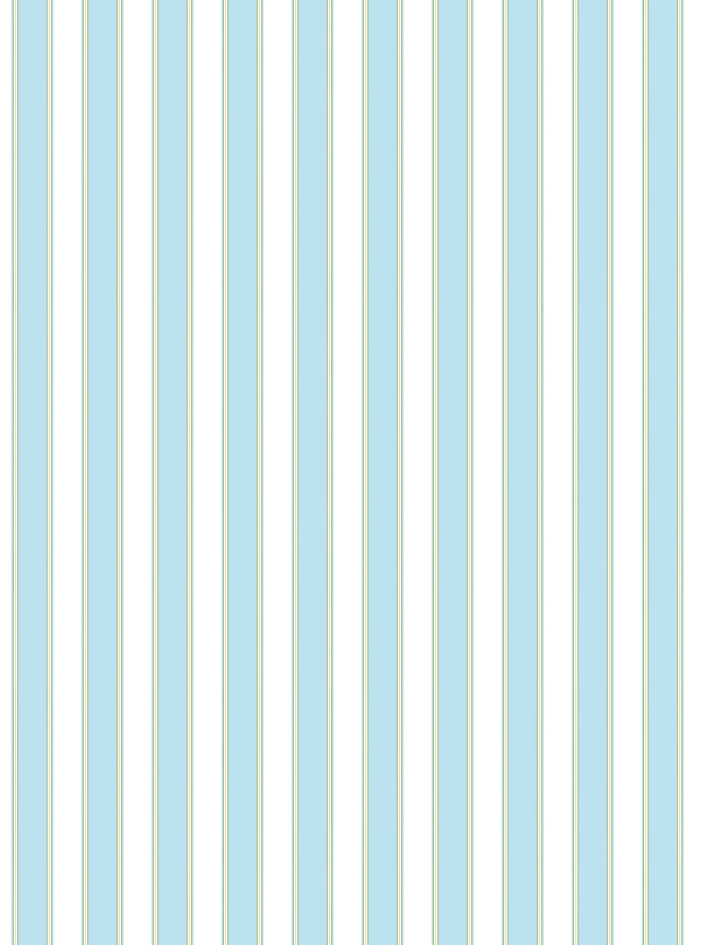 Vertical pale blue and cream striped wallpaper with thin beige accents.