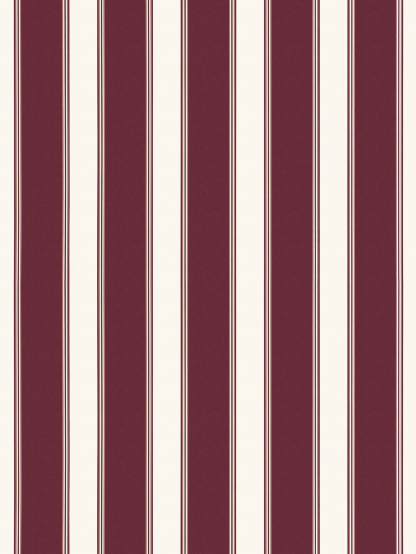 Vertical burgundy and cream striped wallpaper pattern with wide maroon bands and narrow ivory stripes.