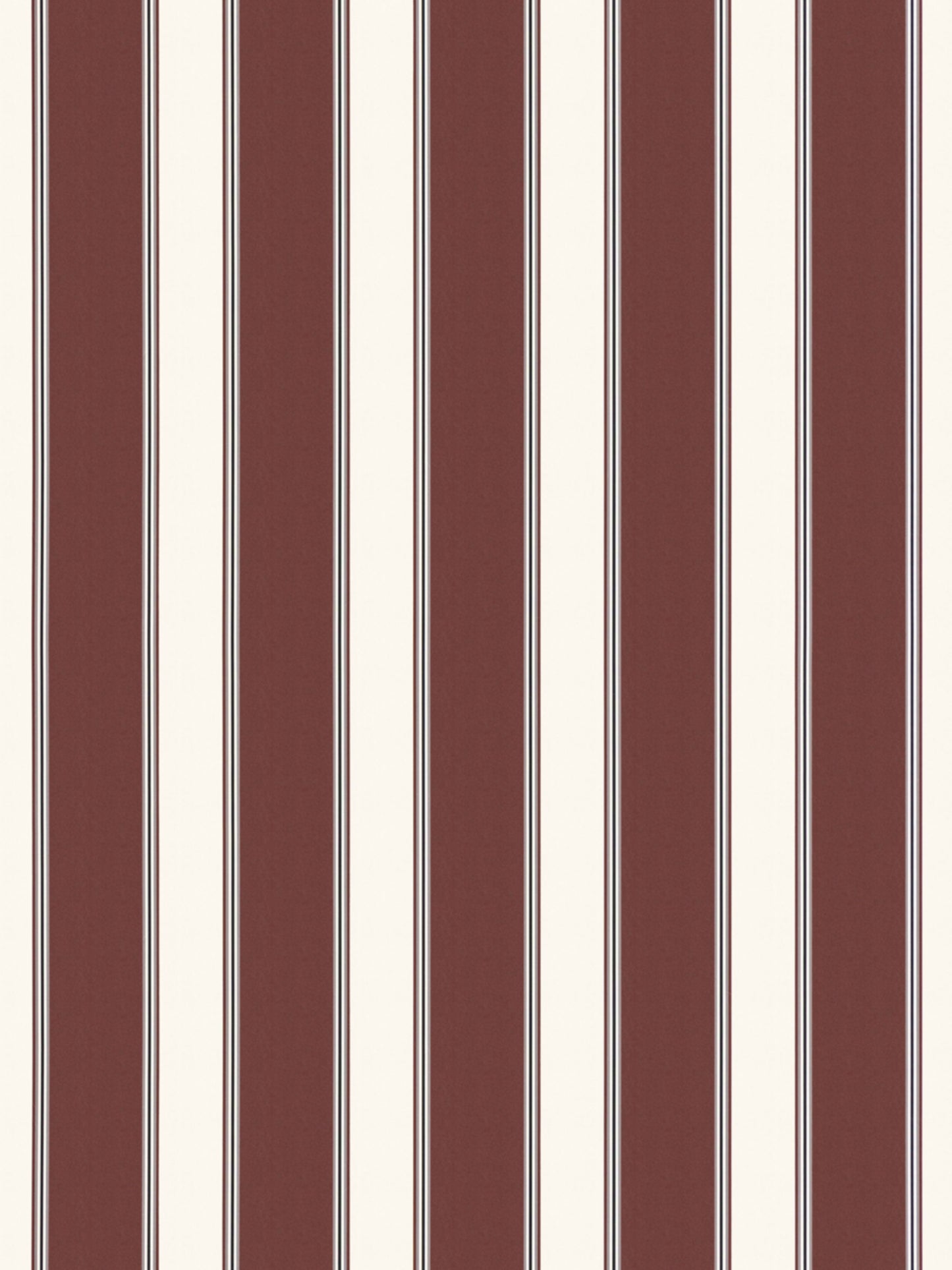 Vertical maroon and ivory striped wallpaper pattern with bold maroon bands and ivory stripes.