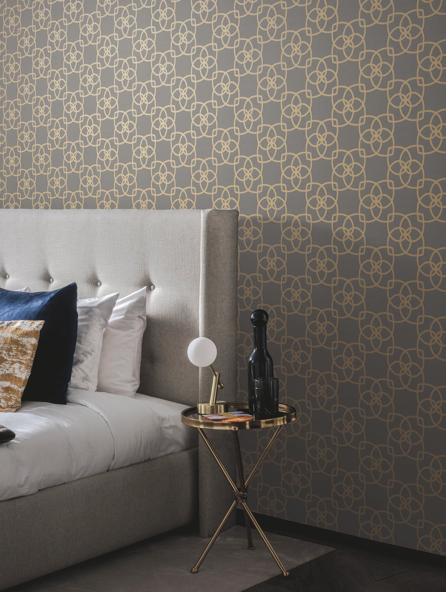 York Wallcoverings Antonina Vella Serendipity Grey and Gold Metallic Wallpaper Geometrics Greys - Y6200204