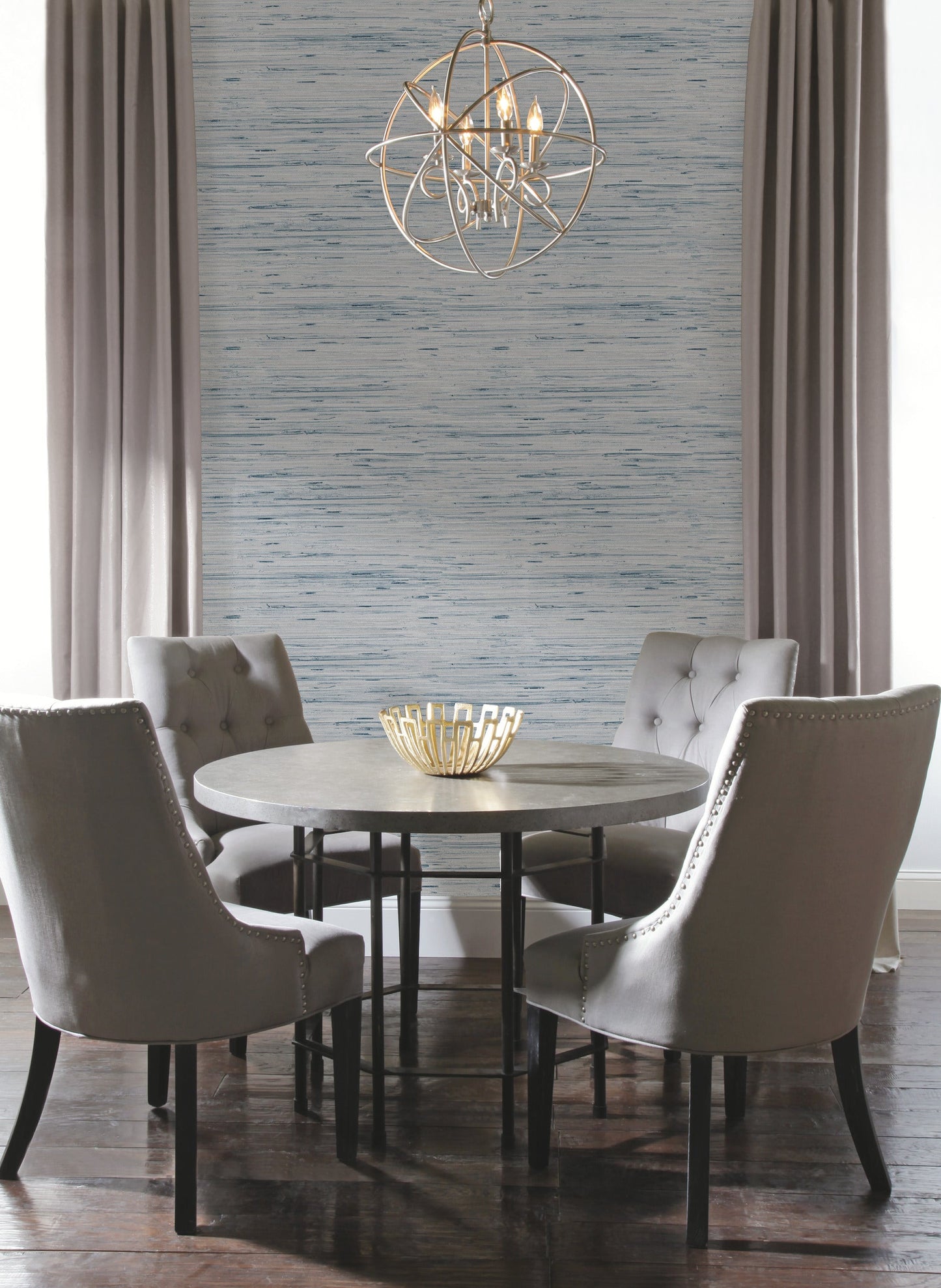 York Wallcoverings Inspired by Color Lustrous Grasscloth Blue and Gold Wallpaper Faux Grasscloth Blues - Y6201603