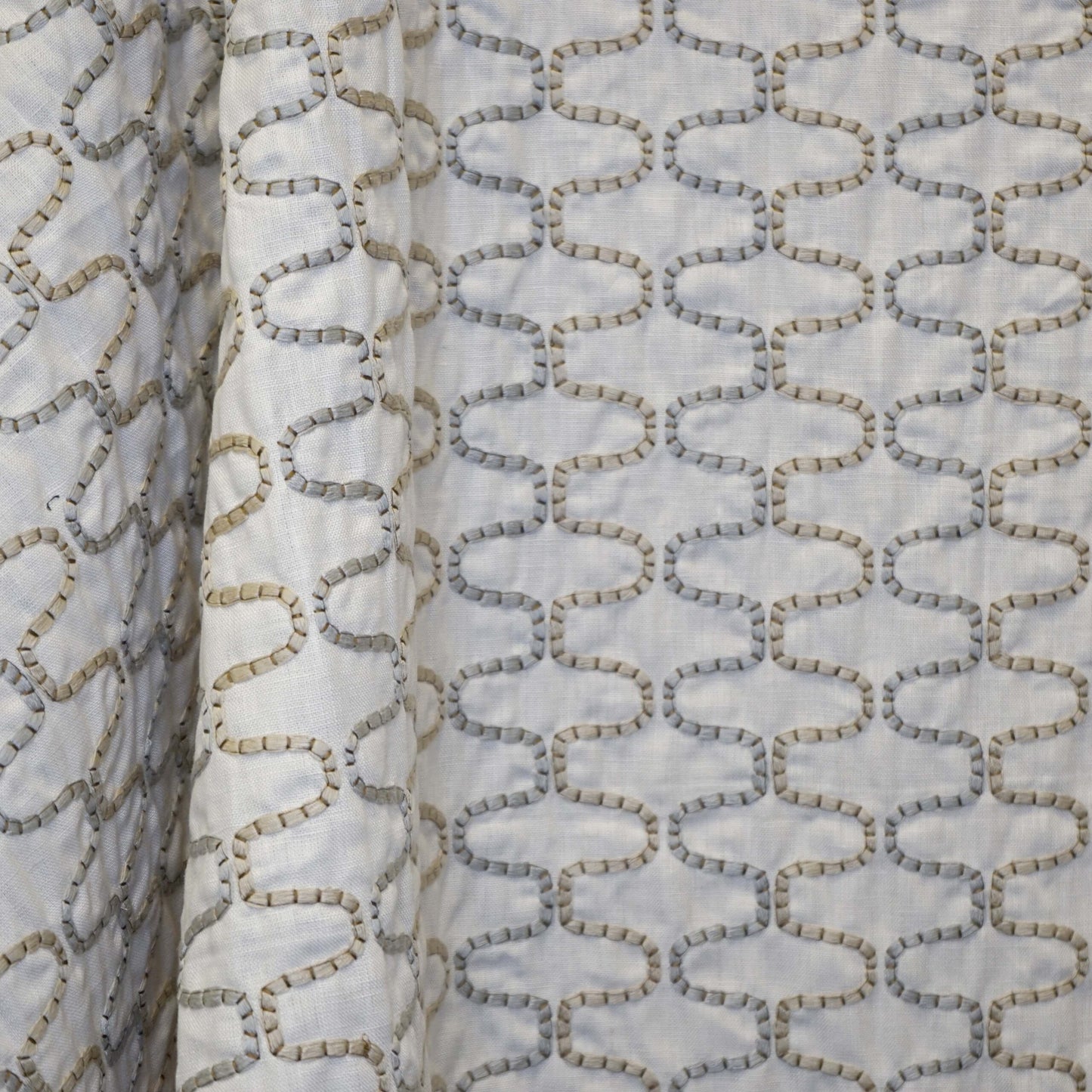 JF Fabrics JF Studio ZAMBIA 31 Fabric Ogee, Stripe Beige Linen, Embroidery - 9005431 SJ102