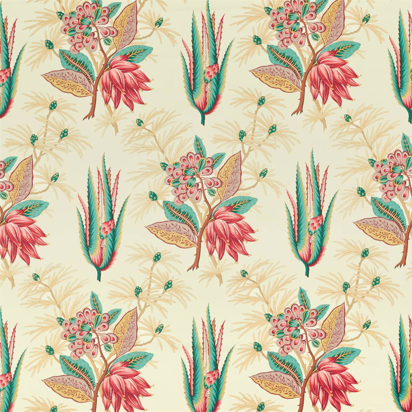 ZOFFANY Desert Flower II Fabric Classic Floral Crimson,Teal - ZAQF322694