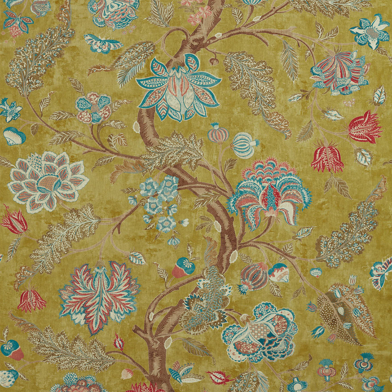 ZOFFANY Indienne Print Fabric Leaves , Trees Tigers Eye,Cinnabar - ZAQF322700