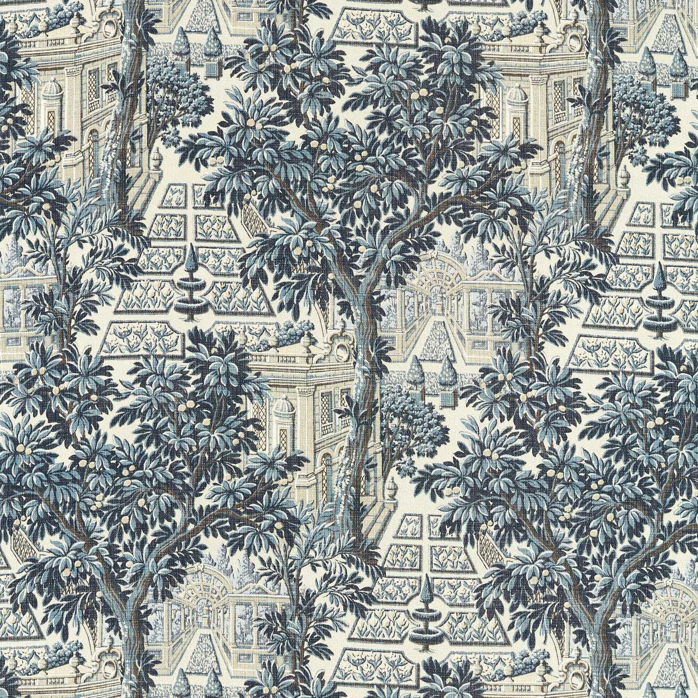 ZOFFANY Italian Garden Fabric Leaves , Trees Indigo - ZART322767