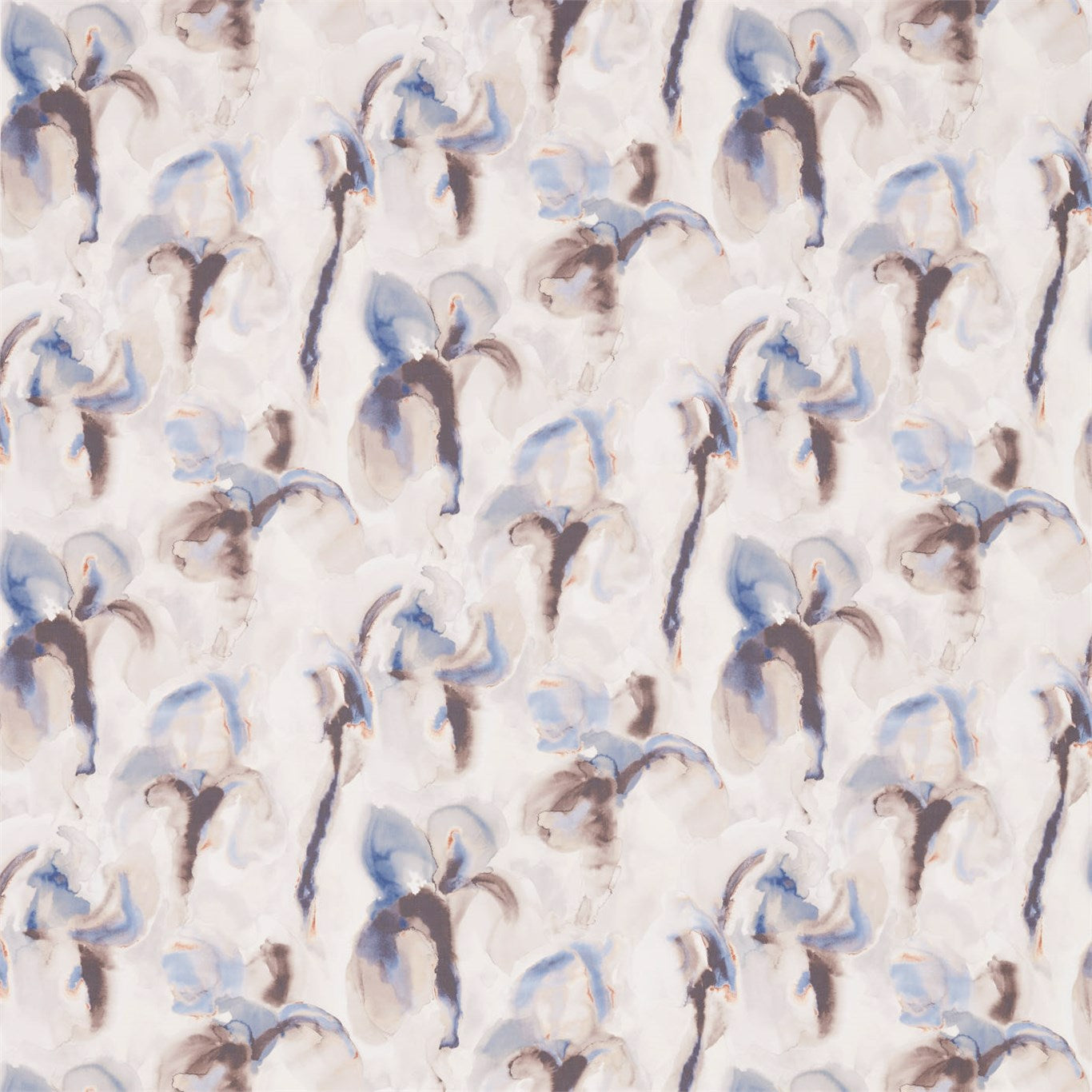 ZOFFANY Water Iris Fabric Classic Floral Ink,Charcoal - ZATM322430