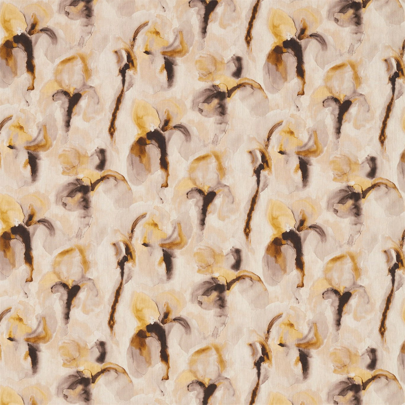 ZOFFANY Water Iris Fabric Classic Floral Gold,Charcoal - ZATM322431