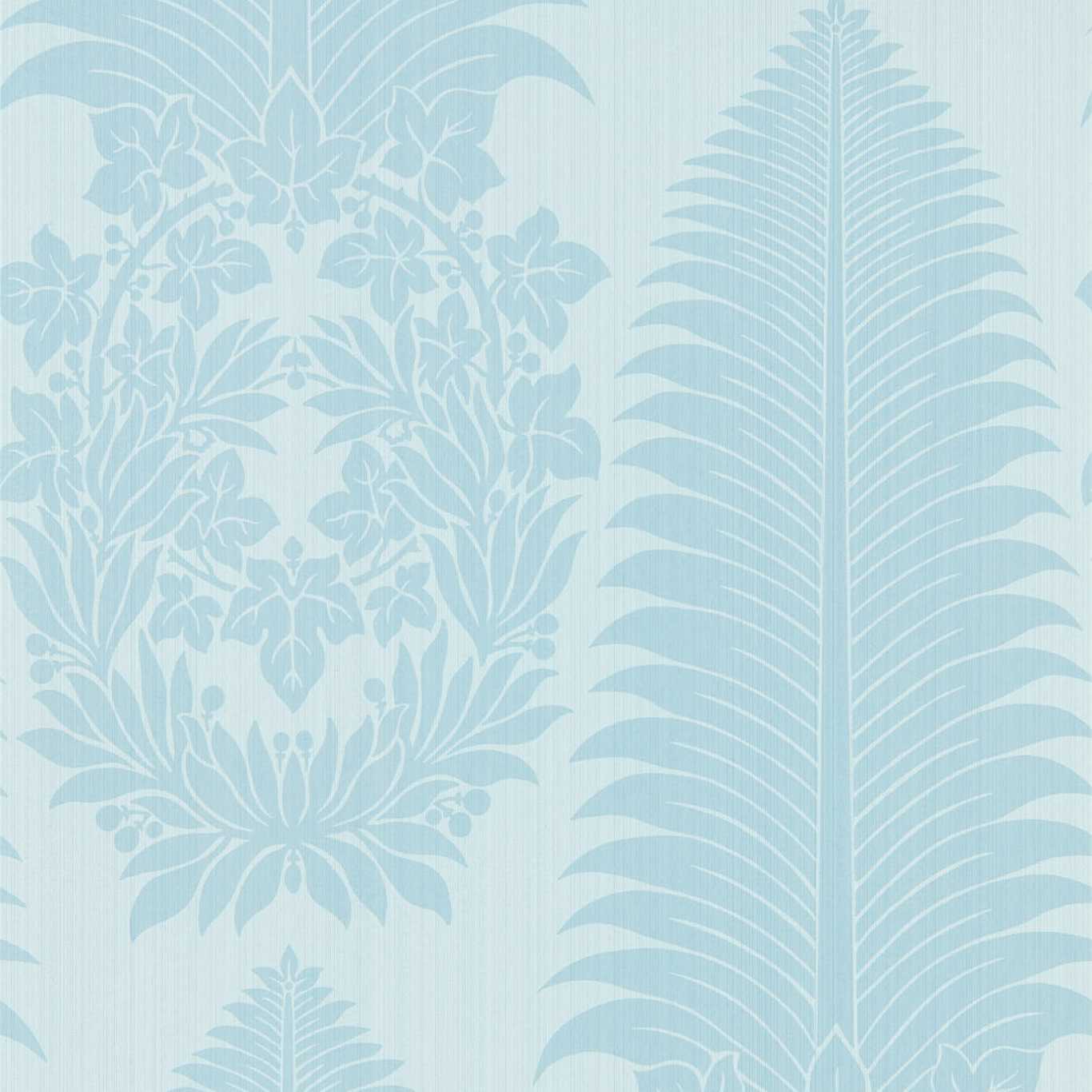 ZOFFANY Marsden`s Palm Damask Wallpaper Damasks Blue Stone Rotary Printed Wallpaper - ZCOT313023