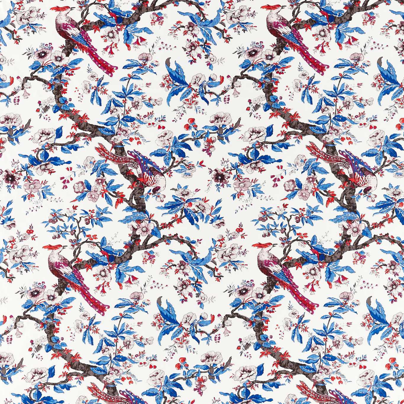ZOFFANY Chintz Fabric Birds Cobalt - ZCOT322737