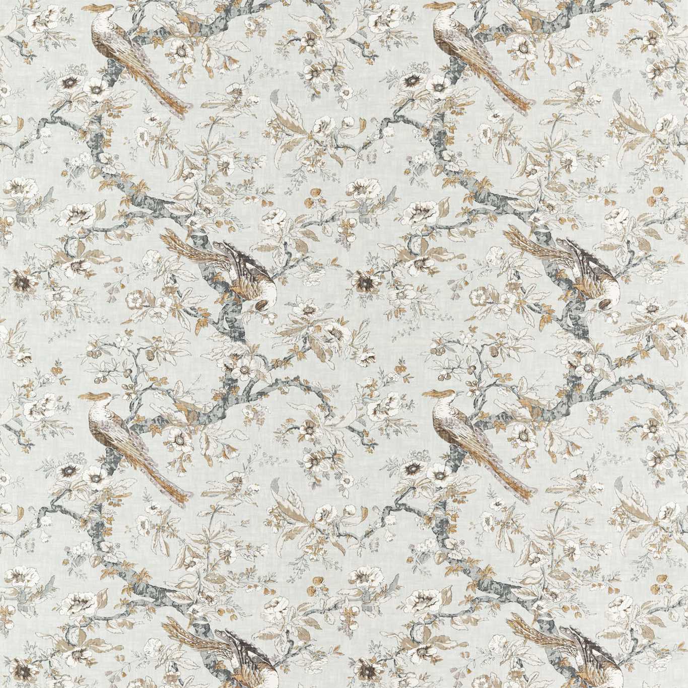 ZOFFANY Chintz Fabric Birds Quartz Grey - ZCOT322738