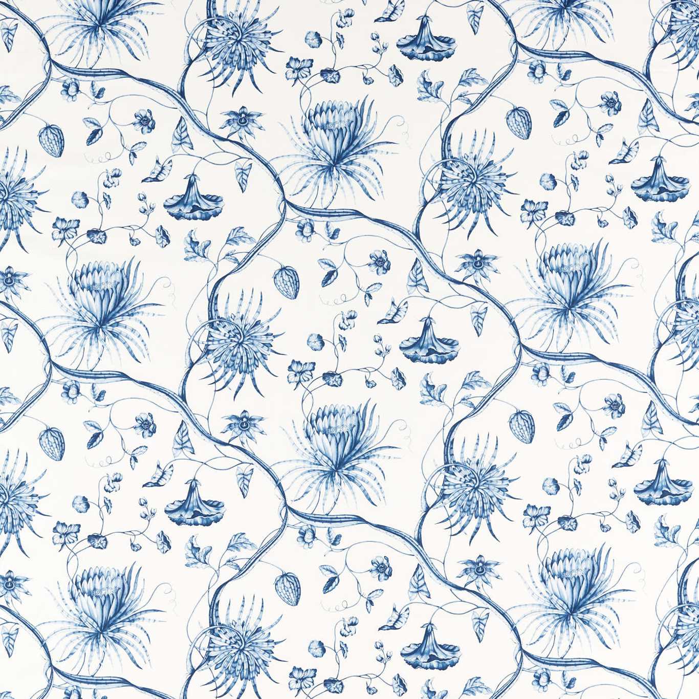 ZOFFANY Phaedra Toile Fabric Contemporary, Floral Indigo - ZCOT322739