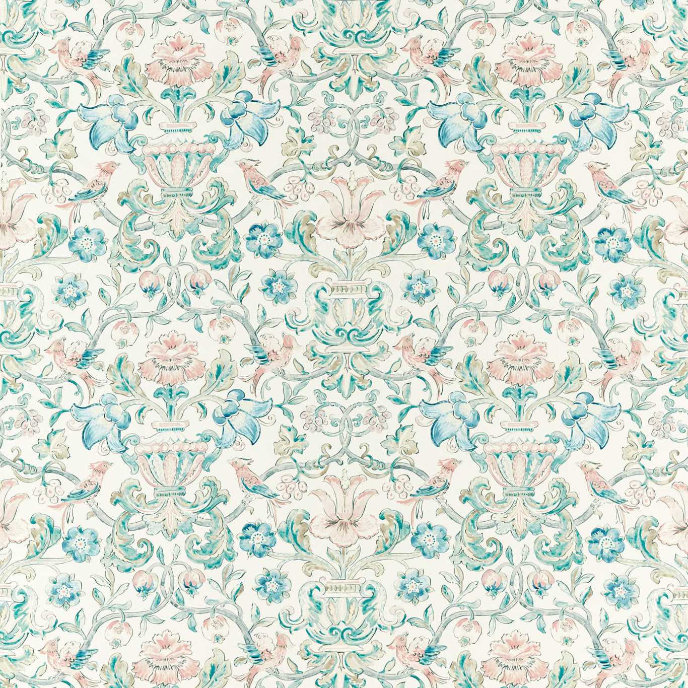 ZOFFANY Pompadour Print Fabric Classic Floral Mineral - ZCOT322742