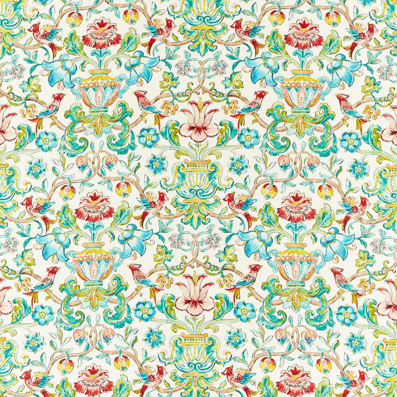 ZOFFANY Pompadour Print Fabric Classic Floral Multi - ZCOT322743