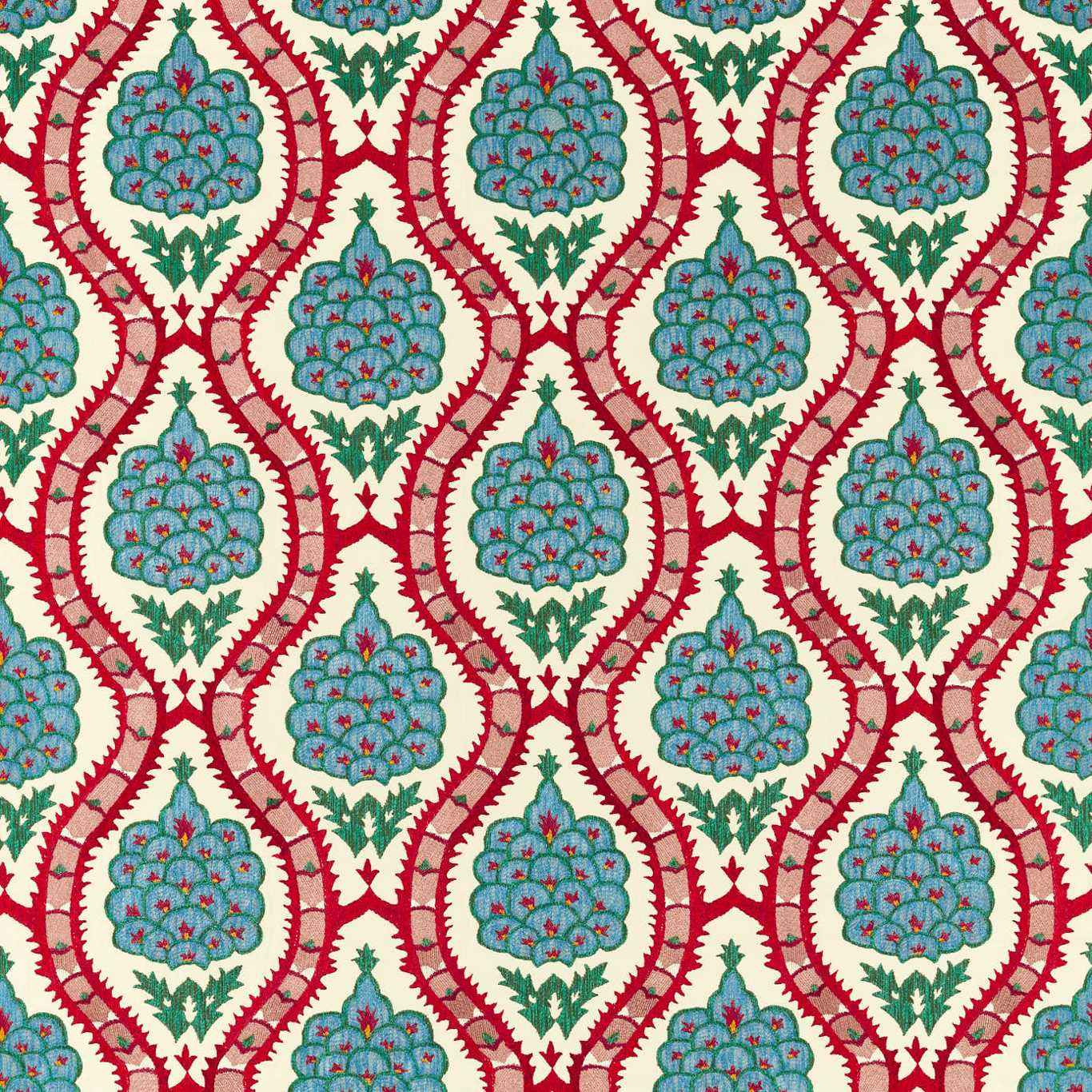 ZOFFANY Anar Trellis Fabric Geometric Serpentine,Crimson - ZCOT333294