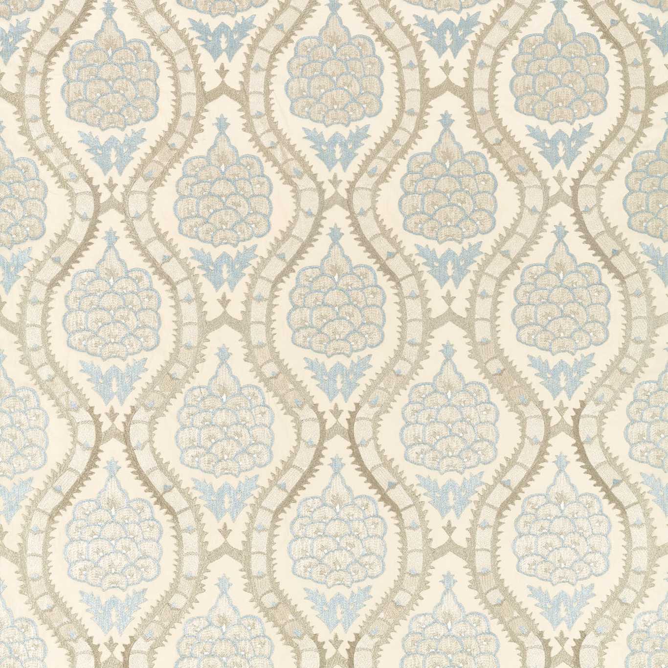 ZOFFANY Anar Trellis Fabric Geometric Stockholm Blue,Platinum Grey - ZCOT333295