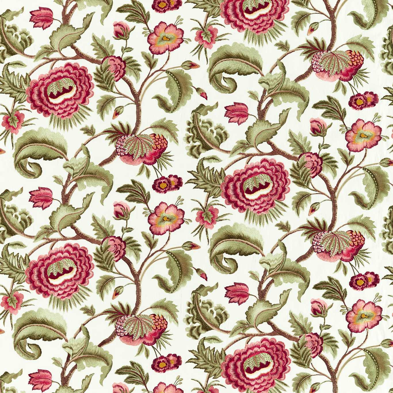 ZOFFANY Flamestitch Tree Embroidery Fabric Leaves , Trees Evergreen,Tuscan Pink - ZCOT333298