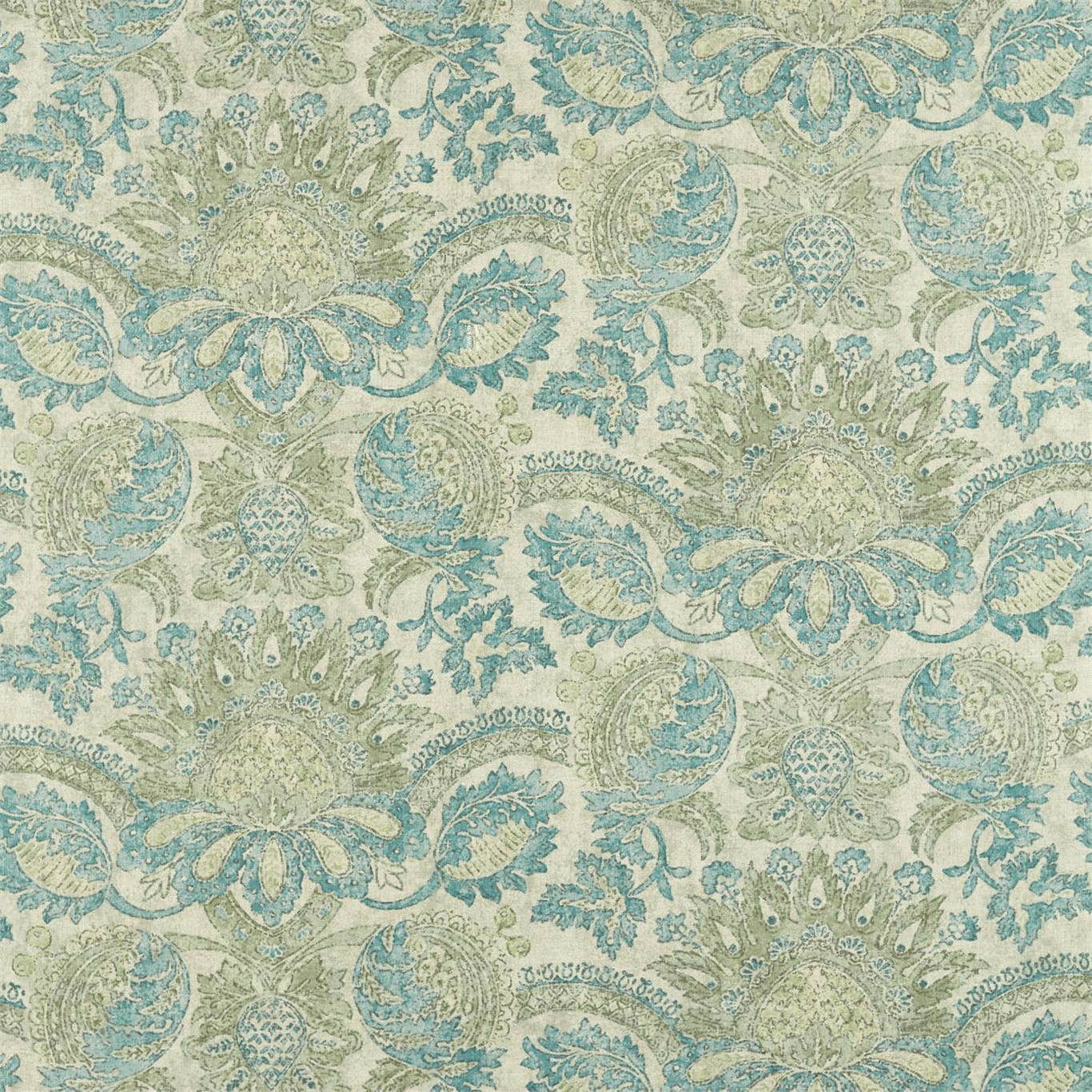 ZOFFANY Pomegranate Print Fabric Contemporary, Floral Dufour,Green Stone - ZDAF322690