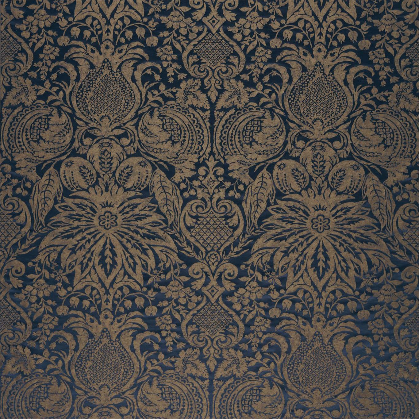 ZOFFANY Mitford Weave Fabric Contemporary, Floral Prussian Copper - ZDAF333100